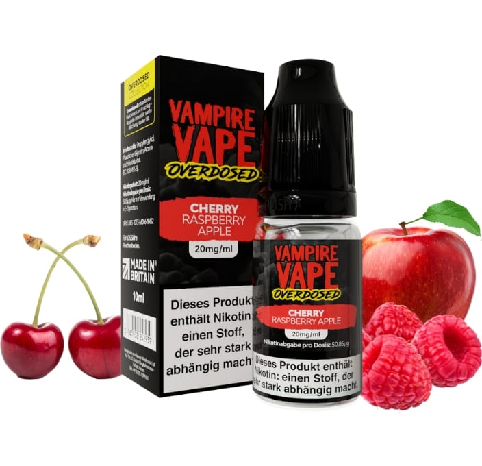 overdosed-nicsalt-cherry-raspberry-apple-20mg Vampire Vape Cherry Raspberry Apple Nikotinsalz Liquid 20 mg