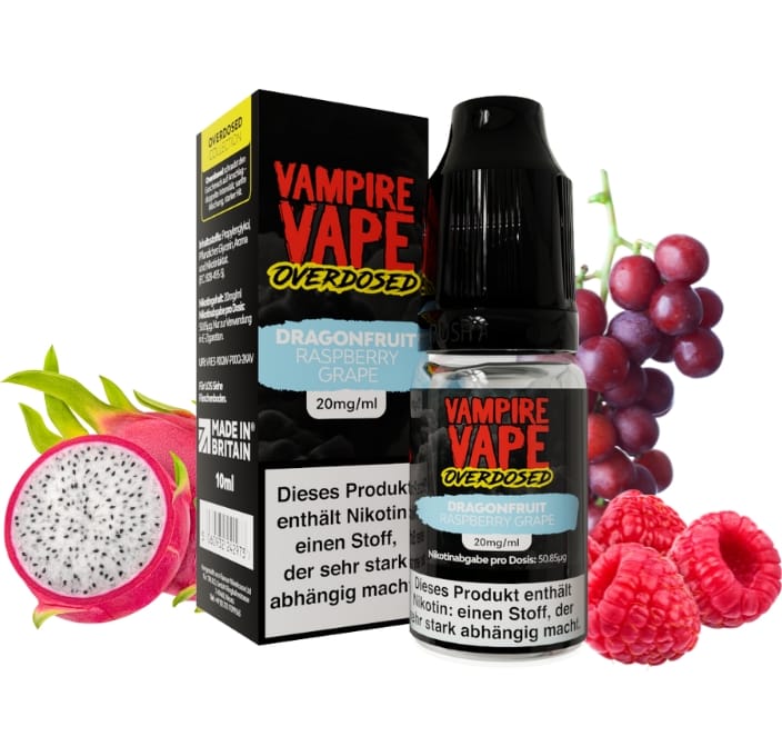 overdosed-nicsalt-dragonfruit-raspberry-grape-20mg Vampire Vape Dragonfruit Raspberry Grape Nikotinsalz Liquid 20 mg
