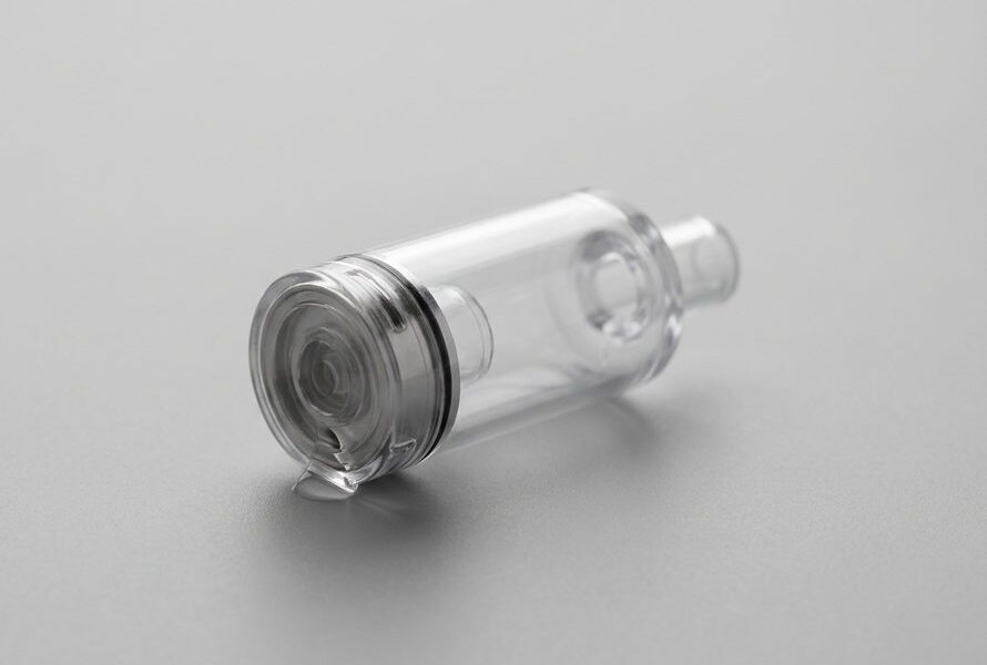 Ein Pod mit einem kleinen Liquid-Tropfen als Symbol fuer eine auslaufende E-Zigarette