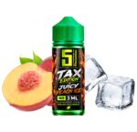 5EL Juicy Peach Ice TAX EDITION Longfill Aroma 3 ml Flasche mit Pfirsichhälfte und Eiswürfeln