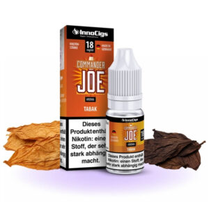 Flasche InnoCigs Commander Joe Liquid mit hellen und dunklen Tabakblättern