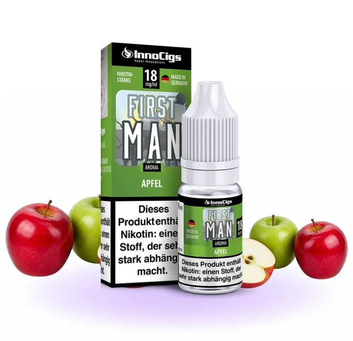 innocigs-first-man-liquid-10-ml InnoCigs First Man Liquid neben roten und grünen Äpfeln