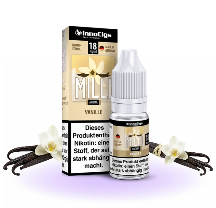 innocigs-milli-liquid-10-ml InnoCigs Milli Liquid, 10 ml, neben Vanilleblüten und Vanilleschoten