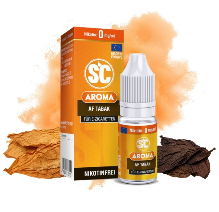 sc-af-tabak-aroma-10-ml SC AF Tabak Aroma 10 ml Flasche mit getrockneten Tabakblättern