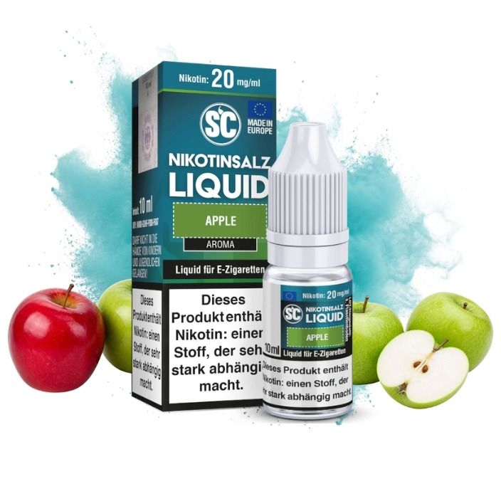 sc-apple-nikotinsalz-liquid-20-mg-10-ml SC Apple Nikotinsalz Liquid 10 ml, 20 mg/ml, Flasche mit Äpfeln
