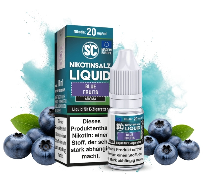 sc-blue-fruits-nikotinsalz-liquid-20-mg-10-ml SC Blue Fruits Nikotinsalz Liquid 10 ml, 20 mg/ml, Flasche mit Blaubeeren