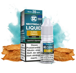 SC Classic Tobacco Nikotinsalz Liquid 10 ml, 20 mg/ml, Flasche mit Tabakblättern