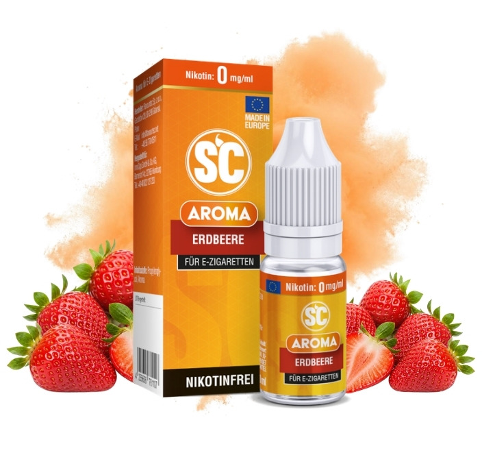 sc-erdbeere-aroma-10-ml SC Erdbeere Aroma 10 ml Flasche mit Erdbeeren
