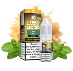 SC Hybrid Mix Mint Nikotinsalz Liquid 10 ml Flasche mit Minzblättern