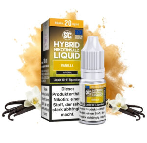SC Hybrid Vanilla Nikotinsalz Liquid 10 ml Flasche mit Vanilleschoten