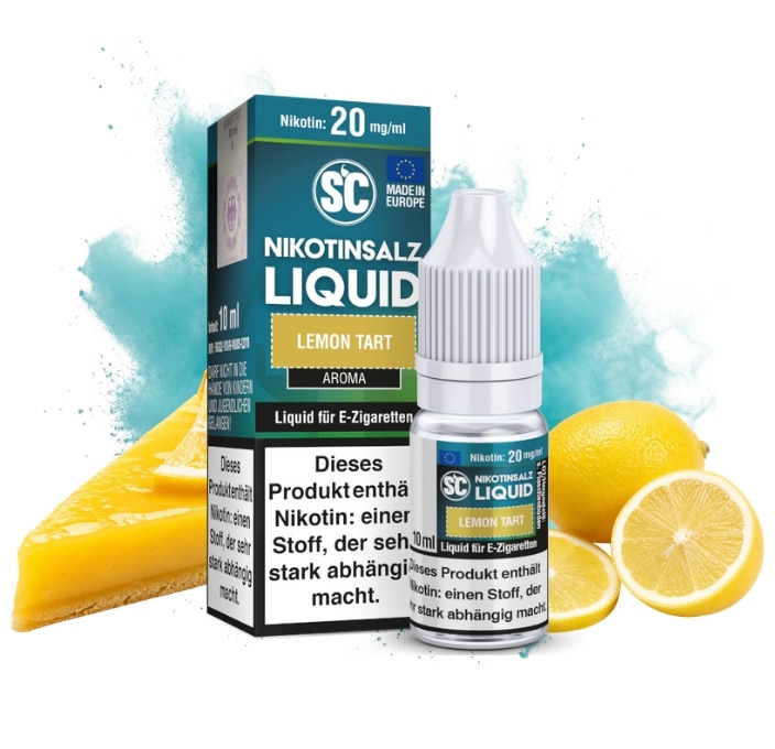 sc-lemon-tart-nikotinsalz-liquid-20-mg-10-ml SC Lemon Tart Nikotinsalz Liquid 10 ml, 20 mg/ml, Flasche mit Zitronen und Zitronentarte