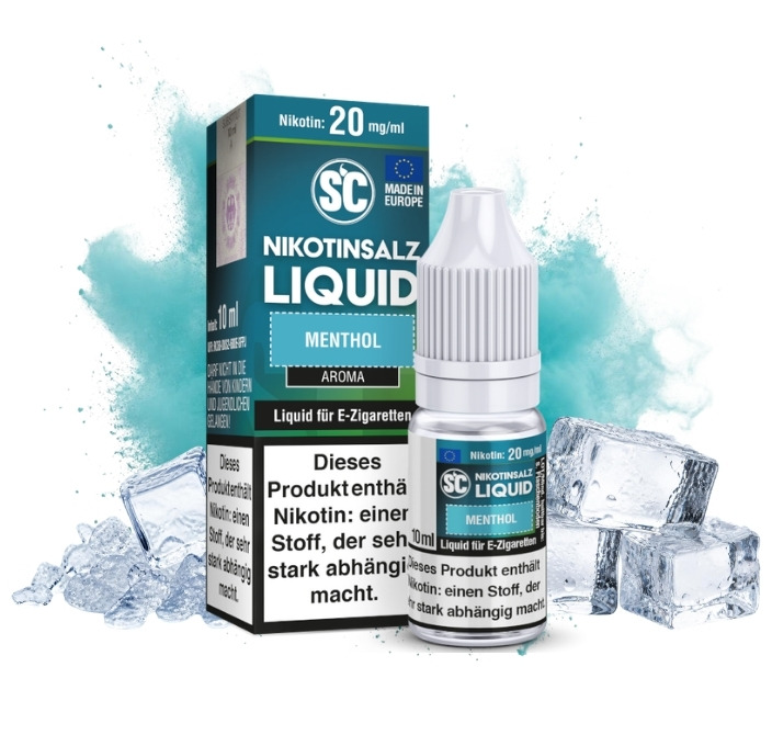 sc-menthol-nikotinsalz-liquid-20-mg-10-ml SC Menthol Nikotinsalz Liquid 10 ml, 20 mg/ml, Flasche mit Eiskristallen