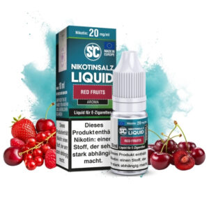 SC Red Fruits Nikotinsalz Liquid 10 ml, 20 mg/ml, Flasche mit roten Früchten und Eis
