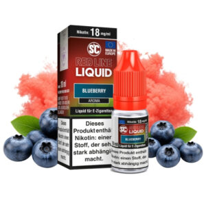 SC Red Line Blueberry Liquid 10 ml, 18 mg/ml, Flasche mit Blaubeeren und Eis