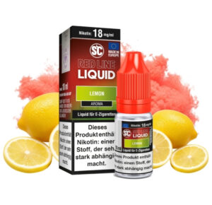 SC Red Line Lemon Liquid 10 ml, 18 mg/ml, Flasche mit Zitronen und Eis