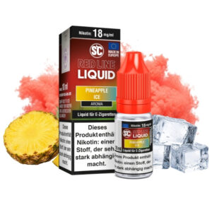 SC Red Line Pineapple Ice Liquid 10 ml, 18 mg/ml, Flasche mit Ananas und Eis