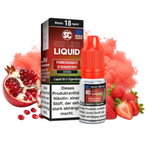 SC Red Line Pomegranate Strawberry Liquid 10 ml, 18 mg/ml, Flasche mit Granatäpfeln, Erdbeeren und Eis