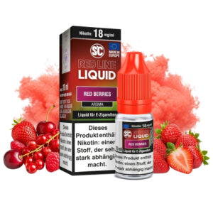 SC Red Line Red Berries Liquid 10 ml, 18 mg/ml, Flasche mit roten Beeren und Eis