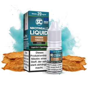 SC Virginia Tobacco Nikotinsalz Liquid 10 ml, 20 mg/ml, Flasche mit goldgelben Tabakblättern