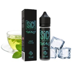 SiC THEA Mint Tea Ice Longfill 10 ml Box und Flasche mit Minztee, Minzblättern und Eiswürfeln