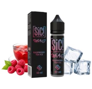 SiC THEA Raspberry Tea Ice Longfill 10 ml Box und Flasche mit Himbeertee, Himbeeren und Eiswürfeln