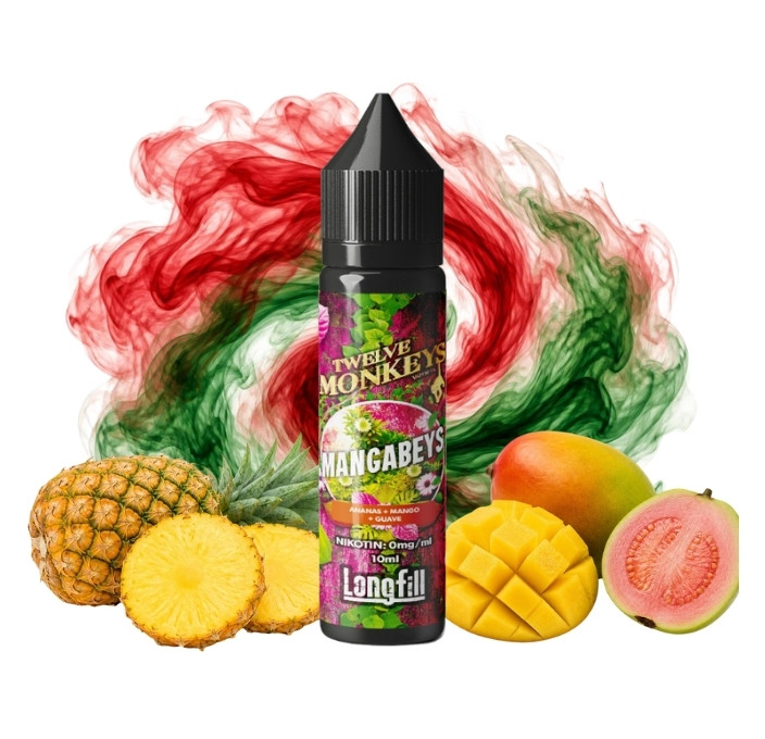 twelve-monkeys-mangabeys-longfill-10-ml Flasche Twelve Monkeys Mangabeys Longfill 10 ml mit Ananas, Mango und Guave