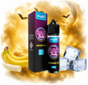 Vampire Vape Bar Salts Banana Ice Longfill 10 ml Box und Flasche mit Bananen und Eiswürfeln