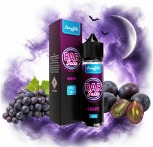 Vampire Vape Bar Salts Grape Longfill 10 ml Box und Flasche mit Trauben und Traubenhälften
