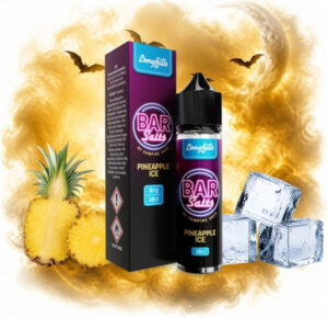 Vampire Vape Bar Salts Pineapple Ice Longfill 10 ml Box und Flasche mit Ananas und Eiswürfeln