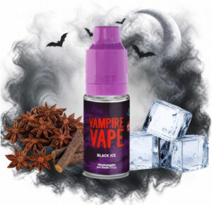 Vampire Vape Black Ice Liquid 10 ml Flasche mit Sternanis, Lakritzwurzel und Eiswürfeln