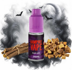Vampire Vape Black Jack Liquid 10 ml Flasche mit Süßholzwurzeln und Süßholzstücken