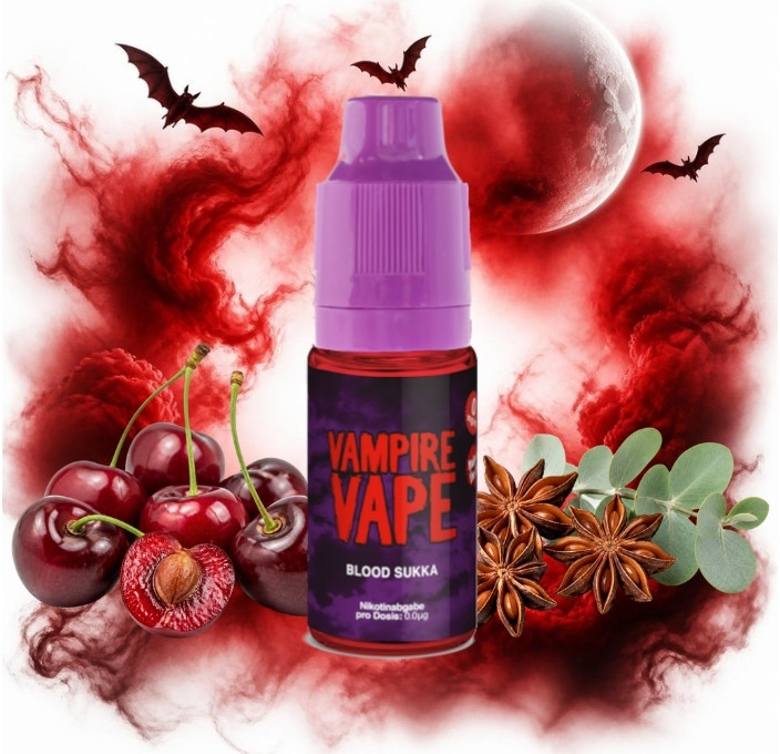 vampire-vape-blood-sukka-liquid-10-ml Vampire Vape Blood Sukka Liquid 10 ml Flasche mit Kirschen, Sternanis und Eukalyptus