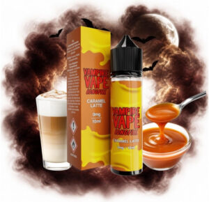 Vampire Vape Caramel Latte Longfill 10 ml Box und Flasche mit einem Latte und Karamell