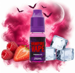 Vampire Vape Pinkman Ice Liquid 10 ml Flasche mit roten Beeren und Eiswürfeln