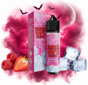 Vampire Vape Pinkman Ice Longfill 10 ml Box und Flasche mit roten Beeren und Eiswürfeln