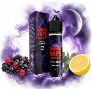 Vampire Vape Purple Craze Longfill 10 ml Box und Flasche mit Waldbeeren, Zitrone und Eukalyptus