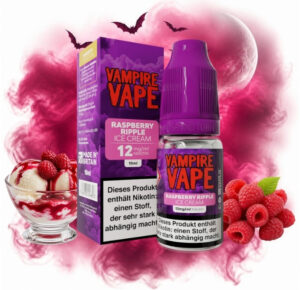 Vampire Vape Raspberry Ripple Ice Cream Liquid 12 mg/ml 10 ml Flasche mit Vanilleeis mit Himbeersoße und Himbeeren