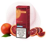 Blutorangenscheiben rechts neben der Packung Vrama Blutorange in 20 mg/ml