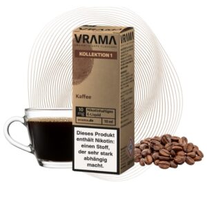 Kaffeetasse links von Vrama Kaffee Nikotinsalz in 10 mg/ml